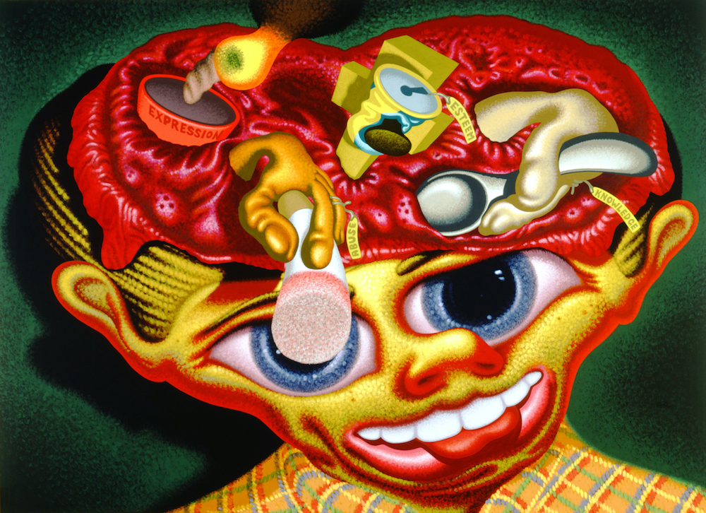 Peter Saul, Self, 1987. Oil and acrylic on canvas, 72 x 100 in (182.9 x 254 cm). © Peter Saul. Private collection, New York. Courtesy George Adams Gallery, New York